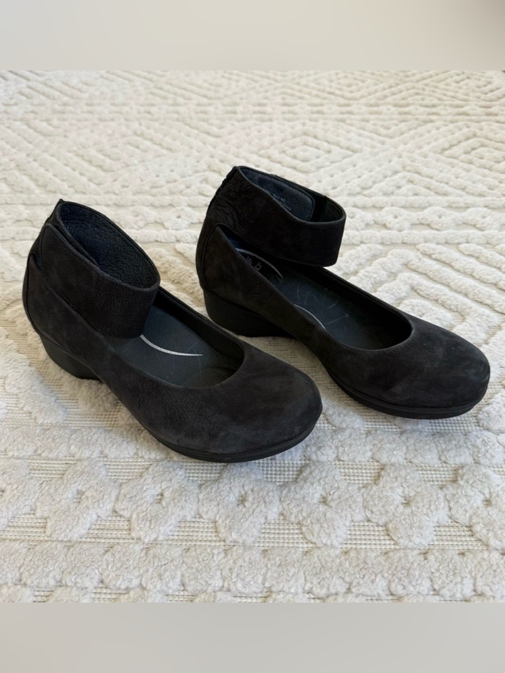 Dansko Black Leather Mary Jane Wedge Shoes Ankle Cuff Comfort EU 40 US 9.5